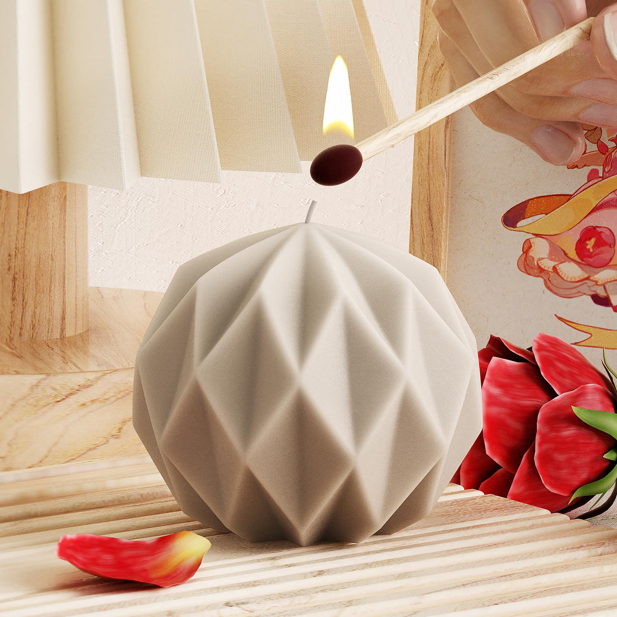 Diamond Ball Mold Ball Candle - Resin Casting Silicone Molds for Home Decor & Candle Making Wave Spiral Mold ESEDAGE