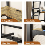 soges Metal Loft Bed Twin Size with Desk, Heavy Duty Twin Bed Frame with Ladder & Guardrail, Loft Bed for Juniors Teens Adullts, Noise-Free, Space-Saving, No Box Spring Needed, Black soges