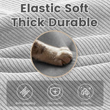 ROWHY Oversized Modular Sectional Sofa with Movable Ottoman, 112 Inch 4 Seat Modern Corduroy Sofa Set, Convertible L Shaped Couch for Living Room and Office, Light Grey ROWHY