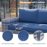 UDPATIO 13 Piece Patio Furniture Set with Fire Pit Table, 8''Wide Armrest Modular Rattan Outdoor Sectional Sofa Set,Wicker Patio Conversation Sets for Backyard,Deck w/ 4'' Cushions,Cover(Grey/Blue) UDPATIO