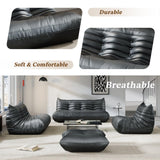 Comfy Lazy Floor Sofa Couch,Bean Bag Chairs,Soft Armless Fireside Chair,Faux Leather Lounge Chair,Corner Relax Couch for Living Room Bedroom,Salon Office,Adults（Black+3 Seat Generic