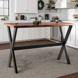LOKKHAN 47.24" Rustic Brown Bar Table with Industrial Black Metal Frame - Perfect for Small Spaces LOKKHAN