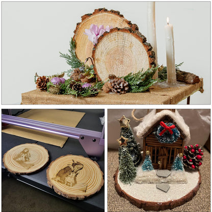 kukmakri 16 PCS Unfinished Wood Slices for Centerpieces, 6.3-7 Inch Natural Wood Slices with Tree Bark Pine and Wood Rounds Discs for DIY Crafts, Centerpieces, Art & Decor