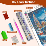 Winter Castle House Diamond Art Painting Kits for Adults, Christmas Diamond Painting Kits for Adults Beginners, 5D DIY Full Drill Diamond Dot Gem Art Kits for Adult, Home Wall Decor 11.8x15.7 Inch AWLNKMC