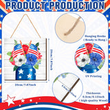 4 Pcs 4th of July Sign Rustic Wood Decor Farmhouse Patriotic Decor America Wall Hanging Plaque Red Blue White Wooden Wall Decor for Home Front Door Kitchen Office School, 7.87 x 7.87 Inch Purpeak