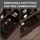 AUTOARK Wooden Watch Sunglass Display Case,12 Watch Box with Jewelry Drawer,Watch Eyeglass Holder with Window,Vertical Storage,Gift Idea,Walnut,AW-185 AUTOARK
