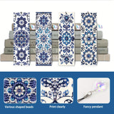 4pcs Diamond Art Bookmark Set - Blue and White Porcelain Pattern, Crystal Water Diamond Art Gift with Diamond Pendant, Suitable for Office, School Reading Enthusiasts, DIY Crafts Gifts, Birthday Gifts MVVMTOP