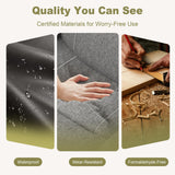 Dresegmt Manual Recliner Sectional Sofa for Living Room, Corner Couch with Flip Middle Backrest, USB Ports & Cup Holders, Grey Linen & Chocolate Leather, 5 Seater Sectional Couch Dresegmt