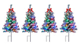 Pathway Christmas Tree, 4 Packs Each 2.5 Ft Snow Flocked Outdoor Xmas Tree Christmas Outdoor Decorations Yard Sidewalk Driveway Walkway Grave Cemetery Christmas Trees Brightown