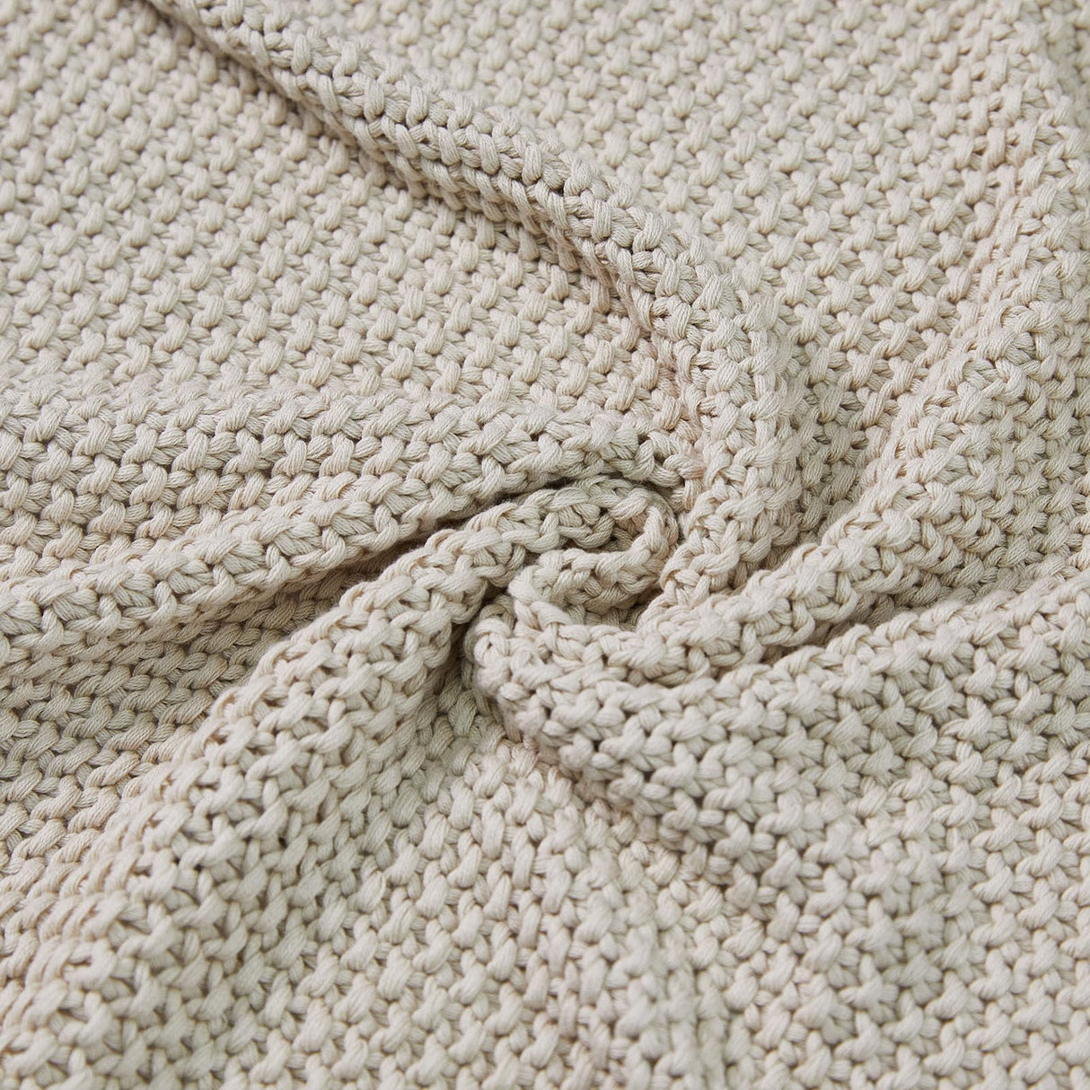 Joydeco Chunky Cable Knit Throw Blanket, Lightweight 100% Organic Cotton Soft Cozy Throw Twin Blanket for Couch Bed and Sofa, Rustic Breathable Farmhouse Blanket Gift for Women Men(Beige, 51"x63") Joydeco