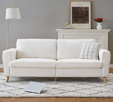 GarveeHome 84" Sofa Couch, Large Loveseat Sofa with Streamlined Armrests & Wood Feet, Modern Boucle Sofa for Living Room, White GarveeHome