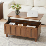 Lift Top Coffee Table with Arched Finish, Modern Coffee Table with Lifting Tabletop & Hidden Storage, Wood Center Table for Living Room,Convenient for Dining, Gaming or Working (Walnut) YUCHIATH