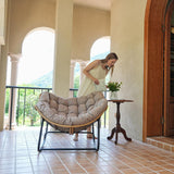 SWITTE Outdoor Rocking Chair, Patio Egg Rocking Chair, Indoor Papasan Chair, Rattan Wicker Lounge Chair, Modern Royal Chair for Bedroom, Living Room, Porch, Garden, Lawn-Beige SWITTE