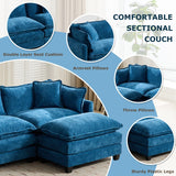 SoarFlash 71.6" Chenille Sectional Sofa, Comfy Modular Loveseat Sofa, Modern 2-Seat Couch Deep Seat Sofa Set for Living Room,Blue SoarFlash