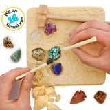 DANCING BEAR Gem stone Dig Kit, Excavate 16 Real Gems & Crystals including Arrowheads, Quartz Point and Amethyst, STEM Education for Kids, Fun Rock Mining Science Activity Gift Sets for Girls and Boys DANCING BEAR