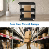 TUFFIOM 3 Tier Rolling Tool Cart, 330 Lbs Capacity, with Ergonomic Handle, Black TUFFIOM