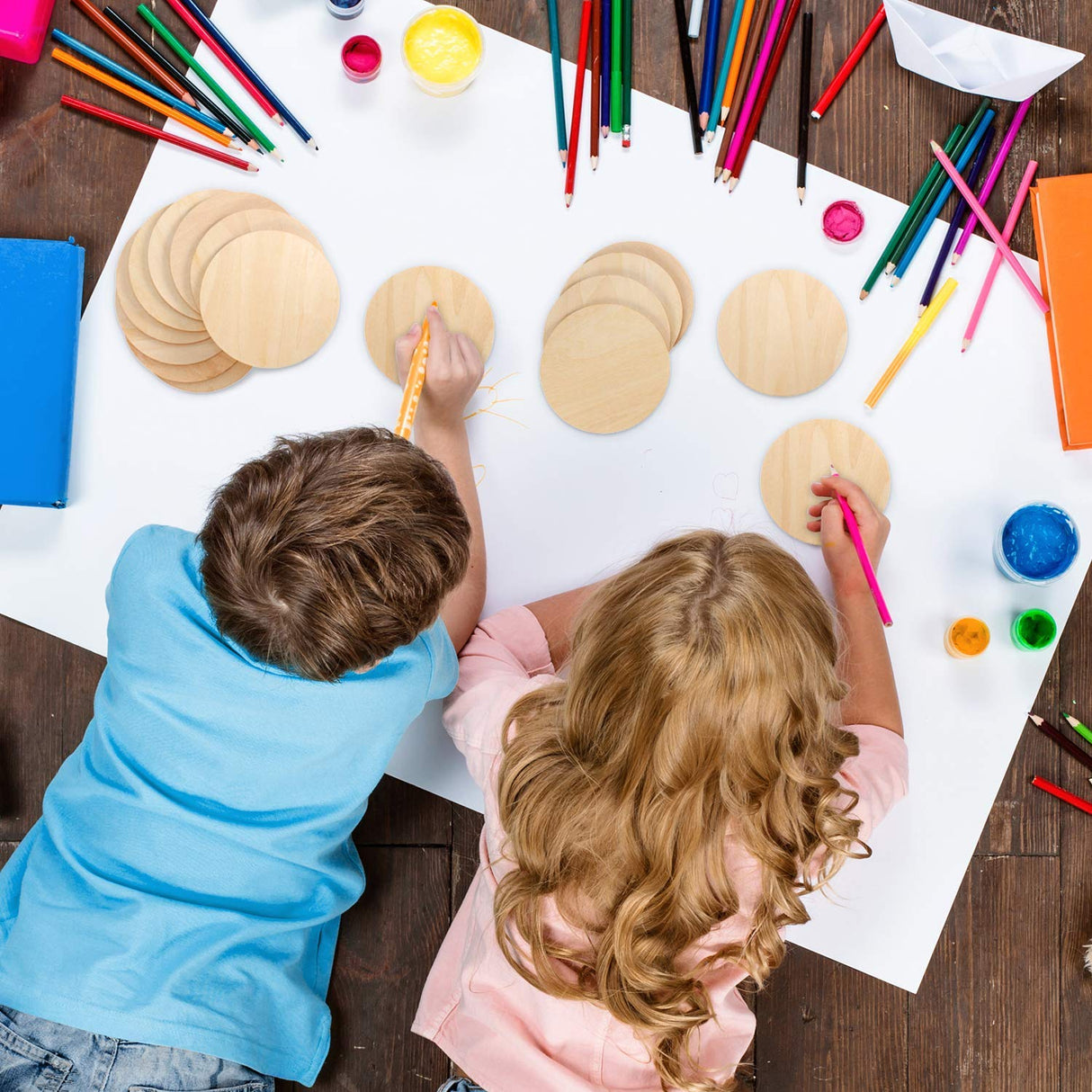 30 Pieces 4" Inch Unfinished Round Wood Discs for Crafts Wooden Cutout Tiles Wood Circles Round Slices Painting and Christmas Decorations,Home Decoration,DIY Craft Coasters for Painting Writing Thiecoc