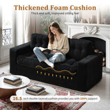 Korser 74" Boneless Couches for Living Room, Modern 3 Seater Sofa with Deep Seat, Comfy Cloud Sofa with Corduroy Fabric, No Assembly Couch, Bean Bag Couch for Bedroom, Dorm, Apartment, Black Korser