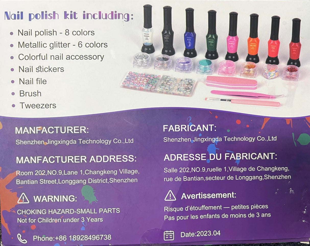 Tudaymol Nail Art Studio for Girls - Nail Polish Kit for Kids Ages 6-12 Years Old,Non-Toxic Peel-Off Safe Quick Dry Nail Polish Gift Kit Set,Cool Girls Toys Stuff - Polish, Pens, Glitter, Stickers Tudaymol