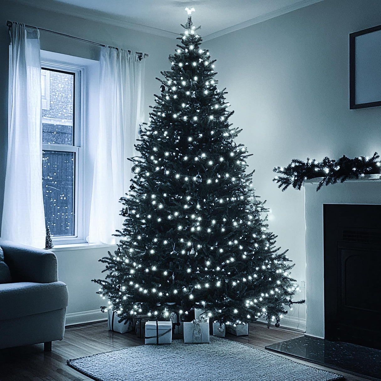 Dazzle Bright Christmas Tree Lights, 448 LED Waterfall Tree Topper Lights with Remote & 8 Lighting Modes, 8.2FT X 16 Lines Christmas Lights for Indoor Outdoor Yard Party Xmas Decoration (White) Dazzle Bright