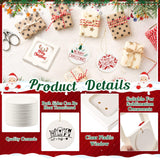 Dunzoom 12 Pcs Sublimation Ceramic Ornament Blanks with 12 Pcs Gift Box 2.9 Christmas Ornaments Ceramic Discs Ornaments Bulk Packaging Box with Window for Personalized Xmas Tree Heat Press Printing Dunzoom