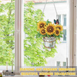 RICUVED Hanging Diamond Art Painting Kit Sunflower, Special Shaped Crystal Gem Craft Bucket Flowers Diamond Painting Pendant Kit for Adults, DIY Hanging Diamond Art Ornament Kit for Home Garden Decor RICUVED