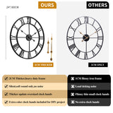 CLXEAST Silent 24 Inch Wall Clocks for Living Room Decor, Large Black Metal Roman Numeral Wall Clocks for Modern Farmhouse Home Decor,House Warming Gifts New Home CLXEAST