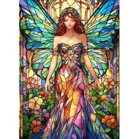 ZENDIYO Fairy 5D Diamond Painting Kits for Adults, Stained Glass Diamond Art Kits for Adults Beginners, DIY Full Drill Diamonds Dots Gem Art Painting Crafts for Home Wall Decor 12x16inch ZENDIYO
