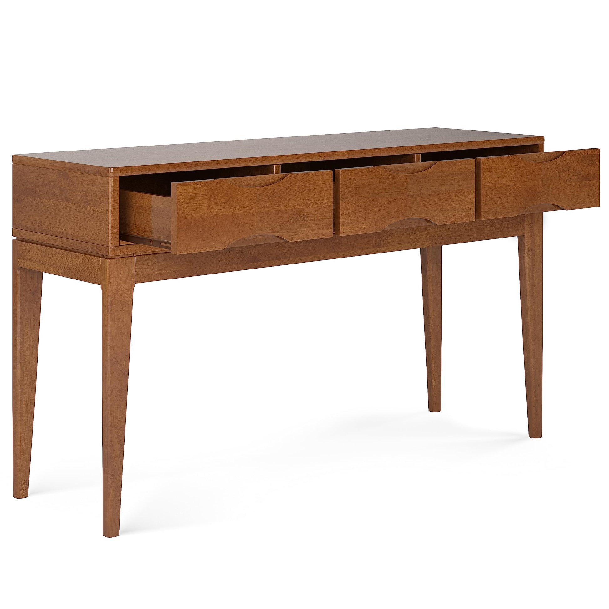 SIMPLIHOME Harper SOLID HARDWOOD 54 Inch Wide Mid Century Modern Console Sofa Table in Teak Brown, for The Living Room Entryway and Bedroom - WoodArtSupply