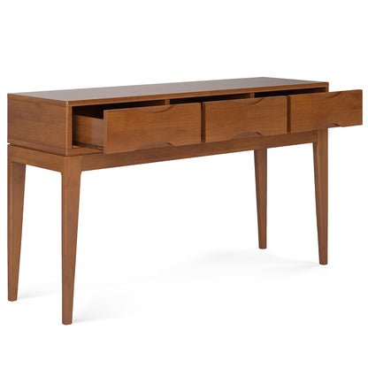 SIMPLIHOME Harper SOLID HARDWOOD 54 Inch Wide Mid Century Modern Console Sofa Table in Teak Brown, for The Living Room Entryway and Bedroom - WoodArtSupply