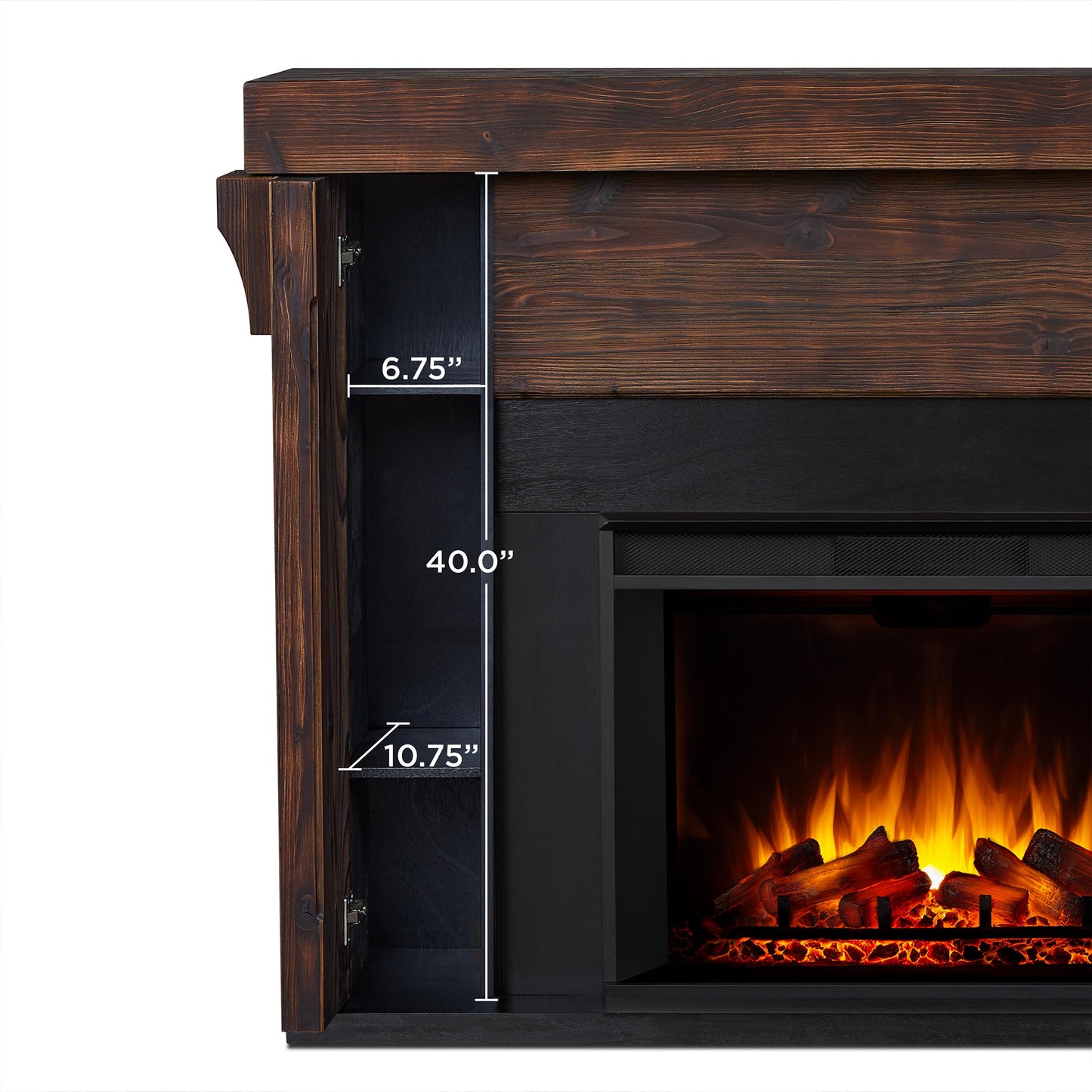 Real Flame Gunnison Grand 64” Electric Fireplace with Mantel for Living Room or Bedroom, Replaceable Fireplace Insert Heater, Realistic Log and Flame Effect, Remote Control, Timer, Barnwood