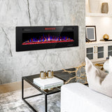 R.W.FLAME 60" Recessed and Wall Mounted Electric Fireplace, Low Noise, Remote Control with Timer, Touch Screen, Adjustable Flame Color and Speed, 750-1500W R.W.FLAME