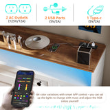 FJTJBSI 55" Buffet Cabinet with Power Outlets and Lights Large Kitchen Sideboard Buffet with Drawers Farmhouse Kitchen Storage Cabinet with Adjustable Shelves Coffee Bar Station for Coffee Bar Room FJTJBSI