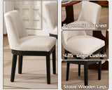 Kitchen & Dining Room Chairs Set of 6 Farmhouse Wingback Kitchen Chairs Modern Linen Fabric Upholstered Dining Chairs with Black Wood Legs, 18’’ Wide Accent Side Chairs for Living Room/Bedroom, Beige HNY