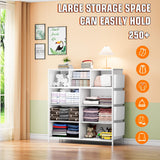 YaFiti 10 Drawer Dresser, Chest of Drawers for Bedroom, PU Dresser with Side Pockets, Hooks, Wooden Top and Sturdy Metal Frame for Living Room, Closet, Hallway (White) YaFiti