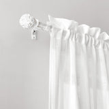 RYB HOME White Curtain Rod 48 to 86 Inch, 1 Inch Diameter Adjustable Telescoping Single Drapery Rod with Leaf Pattern Ball Finials Rustic Decor for Farmhouse Dining Room Decor Kids Bedroom RYB HOME