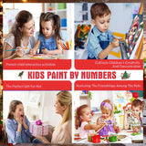 4 Pack Christmas Paint by Number for Kids with Wooden Frame, Paint by Numbers for Kids Xmas Ages 4-8-12, Easy Gnome Snowmen Owl DIY Acrylic Oil Painting Kits for Home Wall Decor (8X8 inch) xackcme