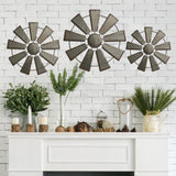 COLLECTIVE HOME - 3 Pcs Metal Windmill, Galvanized Hanging Wall Decor, Farmhouse Wall Sculpture, 3D 13/11/9.5 Inch Wall Art for Office Living Room Bedroom (Windmill) COLLECTIVE HOME