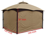 APEX GARDEN Four-Side Privacy Side Wall Curtain Set for 10-ft x 12-ft Gazebo (Beige) APEX GARDEN