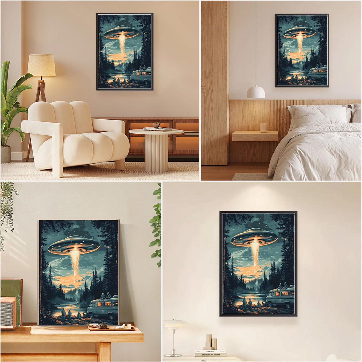 EOBROMD Framed Paint by Numbers Kits for Adults Bus in Forest, DIY UFO Acrylic Paint by Number on Stretched Canvas, Painting Kits Adults Oil Paint by Numbers for Home Decor 12x16inch EOBROMD