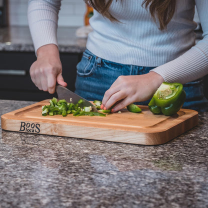 John Boos Boos Block Prestige Series Large Reversible Wood Cutting Board, 1 1/4-Inch Thickness, 16" x 10" x 1 1/4", Maple