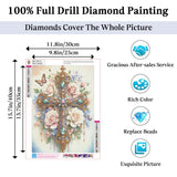 JAKI 5D Diamond Painting Kits for Adults Beginners-Cross Flower Diamond Art Kit for Adults,5D DIY Gem Art Kits for Adults for Gift Home Wall Decor(12x16inch) JAKI
