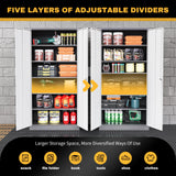 ZAOUS Garage Storage Cabinet, 72'' Tall Metal Storage Cabinets with Lock and 5 Adjustable Shelves for Home, Office, Warehouse, Grey & White ZAOUS