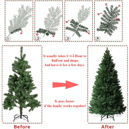 EXRACING 6.5ft Christmas Tree with 200 Warm LED Lights,Artificial Xmas Tree with 1000 Branch Tips,Holiday Party Decorations 1 Minute Christmas Tree for Home/Office/Shop Easy Assembly, Reusable