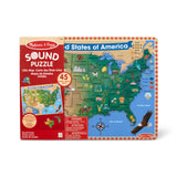 Melissa & Doug USA Map Sound Puzzle - Wooden Puzzle With Sound Effects (40 pcs), Multicolor - States And Capitals Map Puzzle, Educational Toy, Geography For Kids Ages 5+ Melissa & Doug