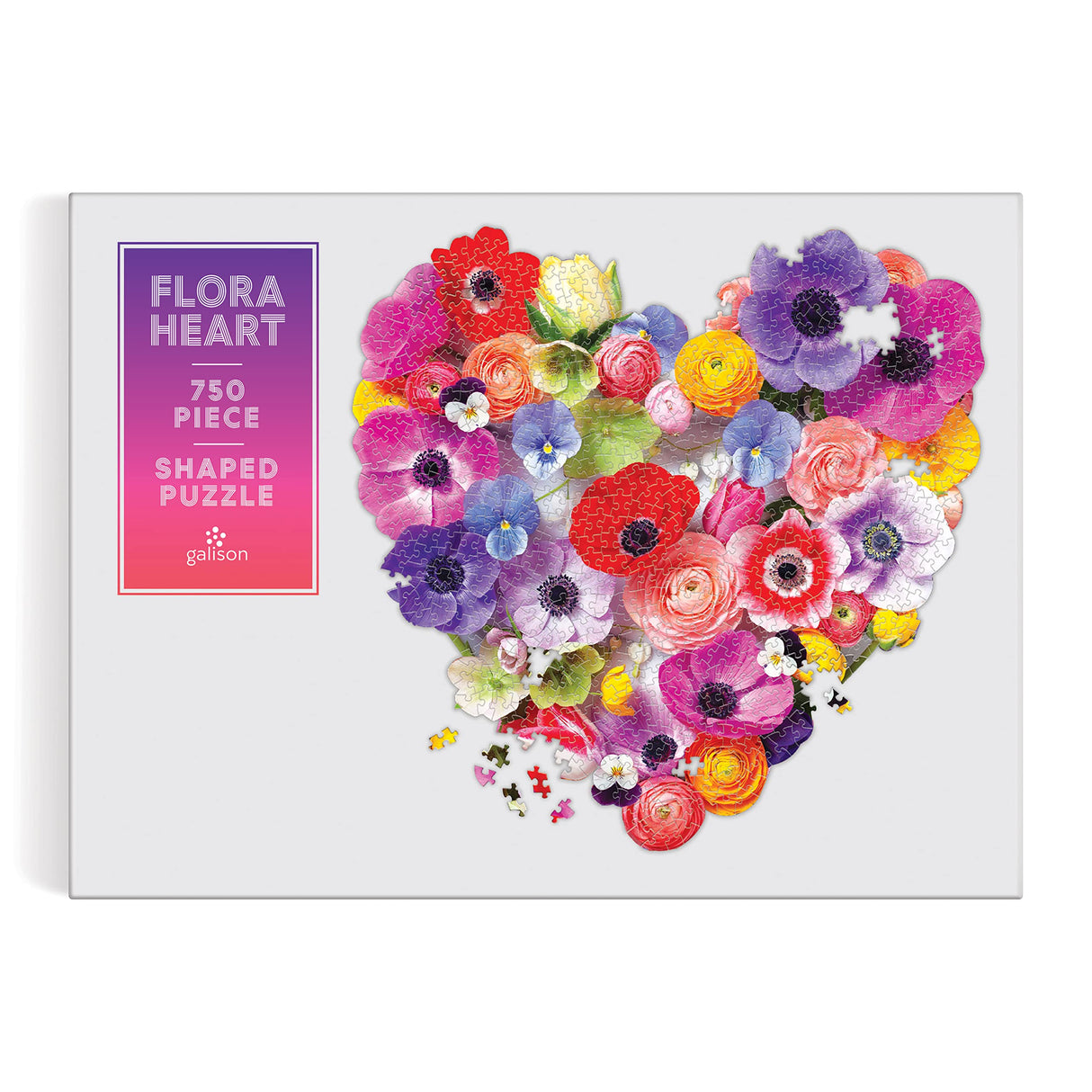 Flora Heart 750 Piece Shaped Puzzle from Galison - Vivid and Bright Puzzle Featuring The Photographic Work of Julie Seabrook Ream, Challenging and Fun, Thick and Sturdy Pieces, Makes an Amazing Gift! Galison