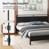 HOOBRO Wooden Panel Headboard, King Headboard, Minimalist Head Board with Metal Frame, Height Adjustable, with Bed Frame Adapter, Black HOOBRO