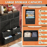 WLIVE Tall Dresser for Bedroom, Fabric Dresser Storage Tower, Dresser & Chest of Drawers Organizer Unit with 11 Drawers, Storage Cabinet, Hallway, Closets, Steel Frame, Wood Top WLIVE