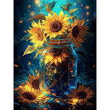 MISCER Flowers Diamond Art Kits for Adults, Sunflower Diamond Painting Kits for Beginners, 5D Full Drill Round Paint with Diamonds Pictures, Gem Art Painting DIY Crafts Kit Decor 12x16inch MISCER