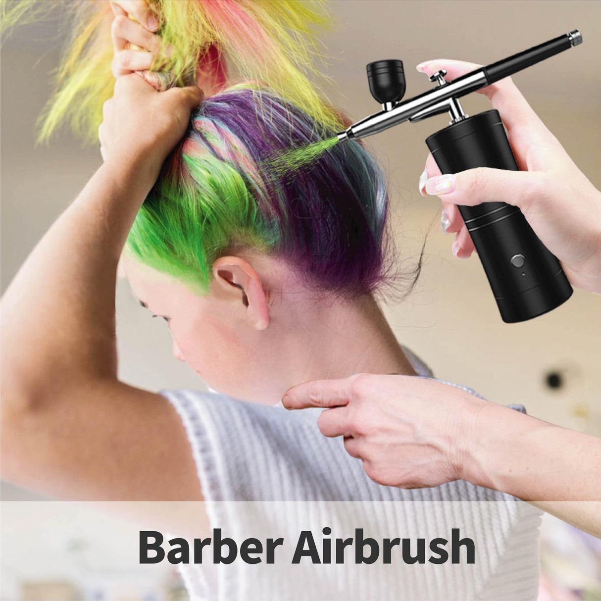 AYYHG Cordless Rechargeable Airbrush Kit with Compressor - Adjustable High-Pressure Non-Clogging 0.3mm Nozzle Complete Set for Nail Art, Cake Decor, Barber, Model Painting & Makeup (Black) AYYHG